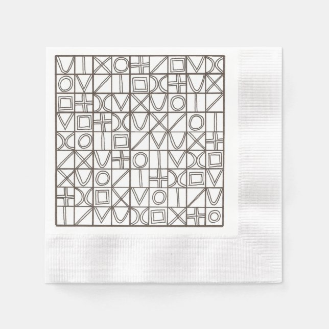 Sudoku Two-Black And White Modern Geometric  Napkin (Front)