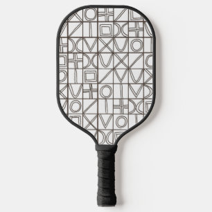 Sudoku Two-Black And White Modern Geometric Pickleball Paddle
