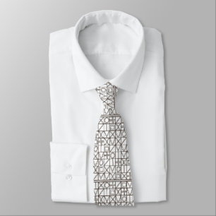 Sudoku Two-Black And White Modern Geometric Tie