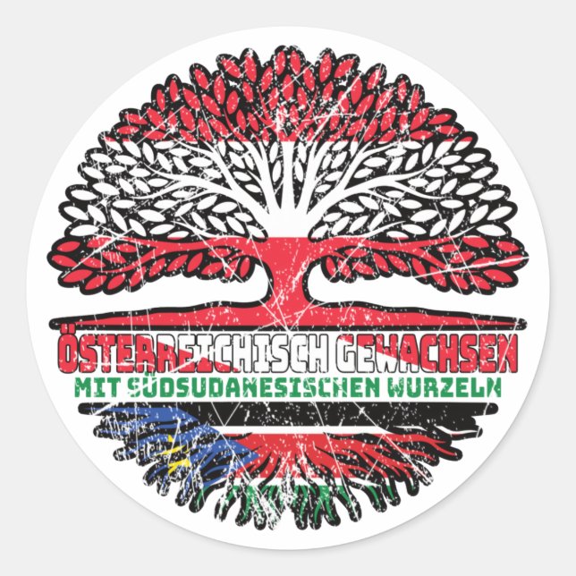 Südsudan Südsudanesisch Österreichisch Österreich Classic Round Sticker (Front)