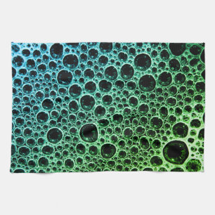 Sudsy soap bubble teal black cute tea towel