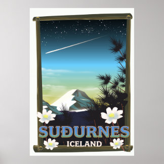Suðurnes iceland travel poster