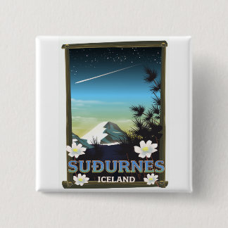 Suðurnes iceland travel poster 15 cm square badge