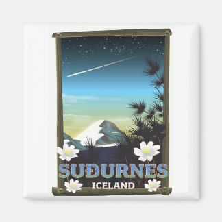 Suðurnes iceland travel poster magnet