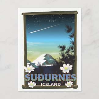 Suðurnes iceland travel poster postcard