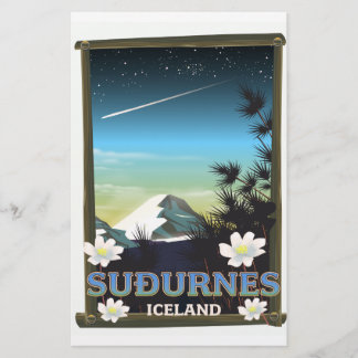 Suðurnes iceland travel poster stationery