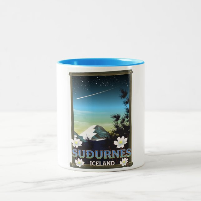 Suðurnes iceland travel poster Two-Tone coffee mug (Center)