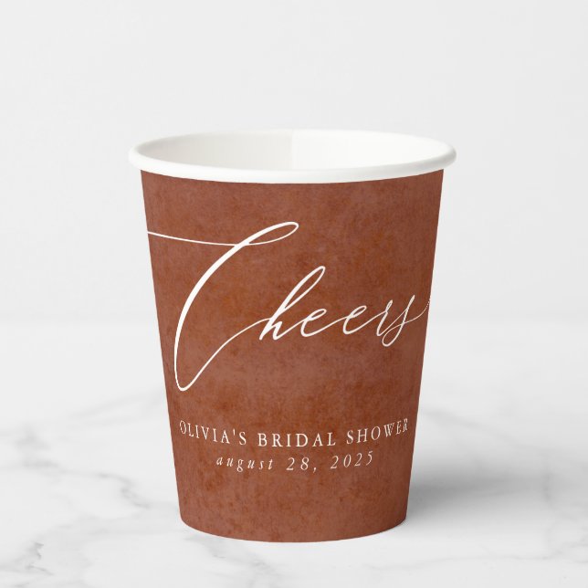 Suede Terracotta Texture Exotic Modern Cheers Paper Cups (Left)