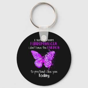 Suffer From Fibromyalgia Awareness Butterfly Purpl Key Ring