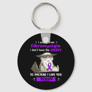 Suffer From Fibromyalgia Awareness Fun Cat  Key Ring