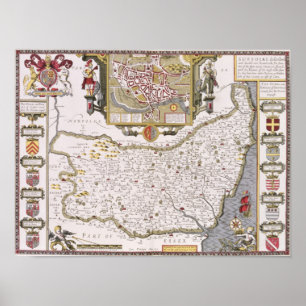 Suffolk and the situation of Ipswich Poster