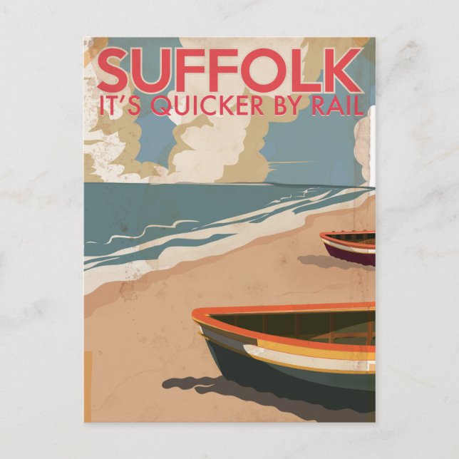 Suffolk England Vintage Travel Poster Postcard (Front)