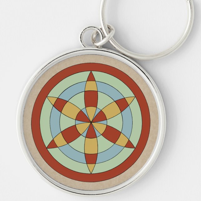 Suffolk Hexafoil (Daisy Wheel) Witch Mark Key Ring (Front)