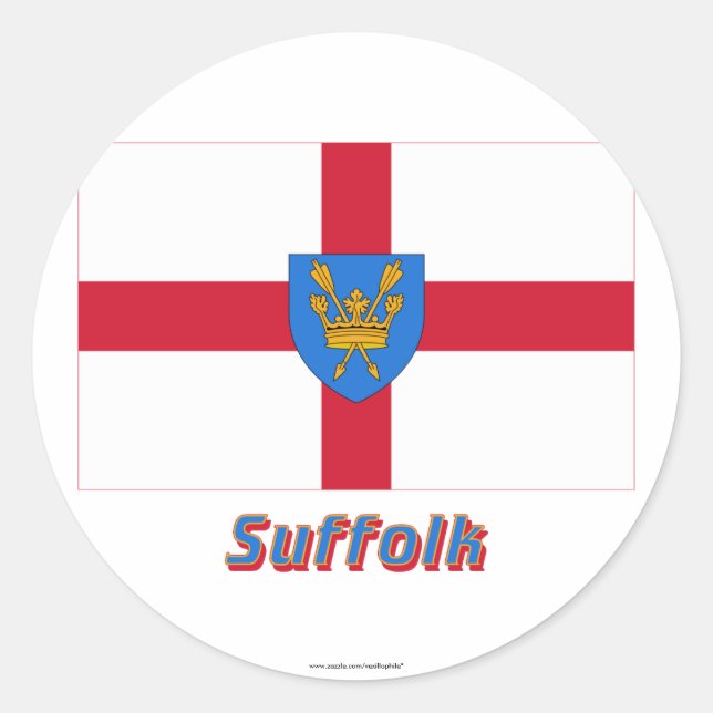 Suffolk St Edmund's Proposal Flag with Name Classic Round Sticker (Front)
