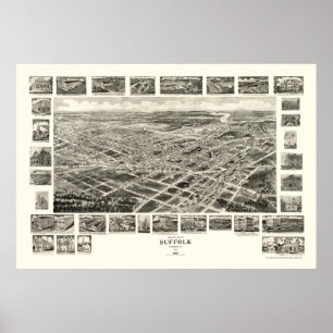 Suffolk, VA Panoramic Map - 1907 Poster
