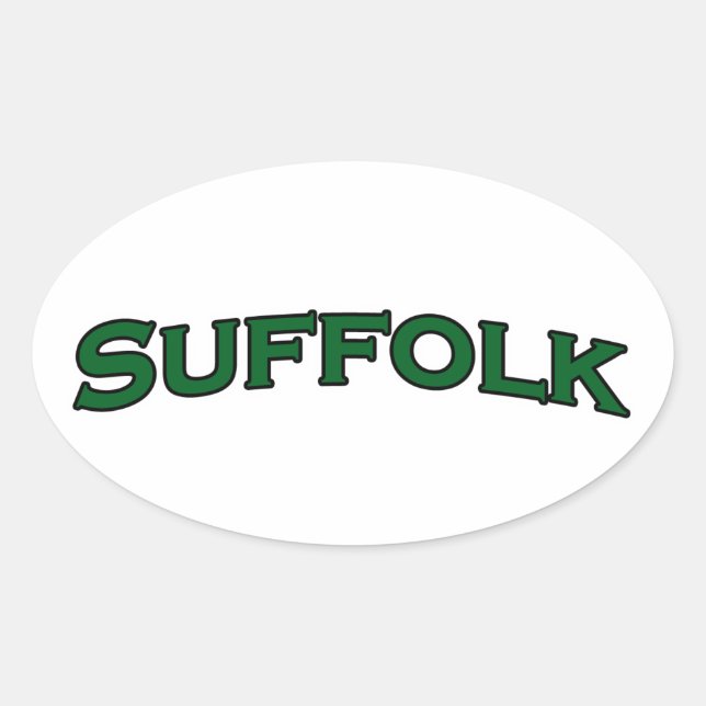 Suffolk Virginia Arched Text Logo Oval Sticker (Front)