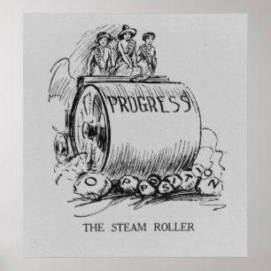Suffrage Steamroller Political Cartoon Poster