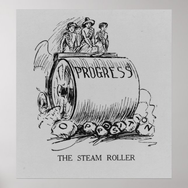Suffrage Steamroller Political Cartoon Poster (Front)