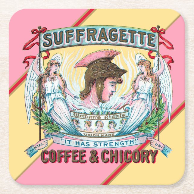 Suffragette Coffee & Chicory Square Paper Coaster (Front)