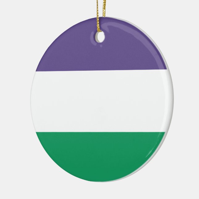 Suffragette Flag Ceramic Tree Decoration (Left)