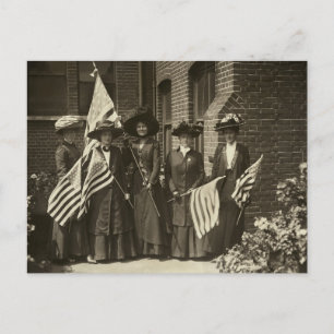Suffragette Women Carrying American Flag Postcard