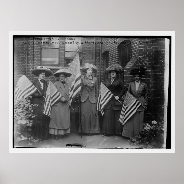 Suffragettes Holding American Flags Poster (Front)