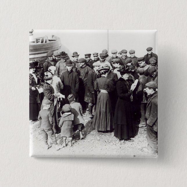 Suffragettes in Hastings, 1908 15 Cm Square Badge (Front)