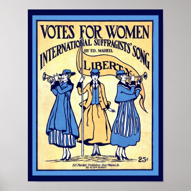 Suffragettes Vintage Voting Sheet Music Cover copy Poster (Front)