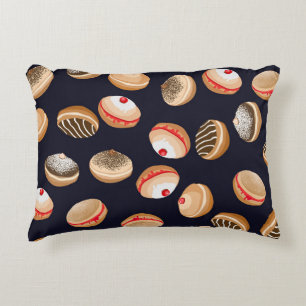 Sufganiyot Doughnuts: Hanukkah Vintage Pattern Decorative Cushion