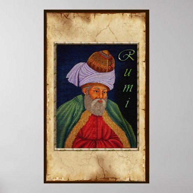 Sufi Mystic Wisdom by Rumi on Parchment BG Poster (Front)