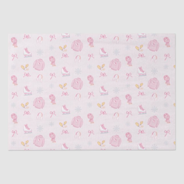 Sugar and Ice Figure Skate Ice Skate Winter Pink Tissue Paper (Front)