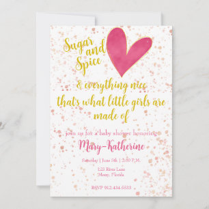 Sugar and Spice Baby Girl Baby Shower Invitation