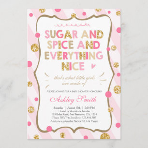 Sugar and Spice Baby Shower Invitation Girl Pink