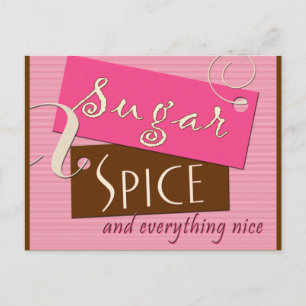 Sugar and spice baby shower postcard invites