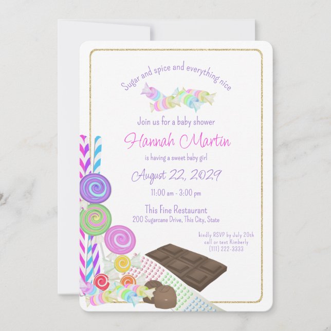 Sugar and Spice Candy Baby Luncheon Invitation (Front)
