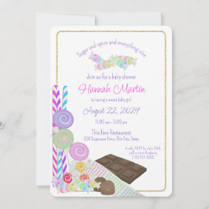 Sugar and Spice Candy Sweet Baby Shower Invitation