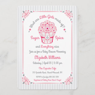 Sugar and Spice Cupcake Baby Girl Shower Invite