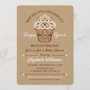 Sugar and Spice Cupcake Baby Shower Invitation