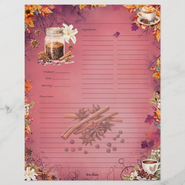 Sugar and Spice Full Page Recipe (Front)