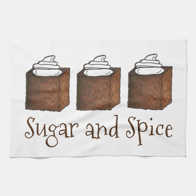 Sugar and Spice Gingerbread Cake Christmas Baking Tea Towel (Horizontal)
