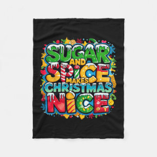Sugar And Spice Makes Christmas Nice Retro Christm Fleece Blanket