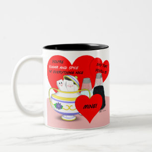 Sugar and Spice - Old Fashioned Valentine Card Art Two-Tone Coffee Mug