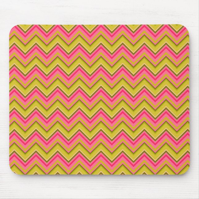 Sugar and Spice Pink and Green Chevron Mouse Mat (Front)