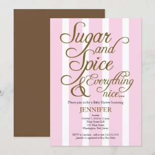 Sugar and Spice Pink baby shower Invitation