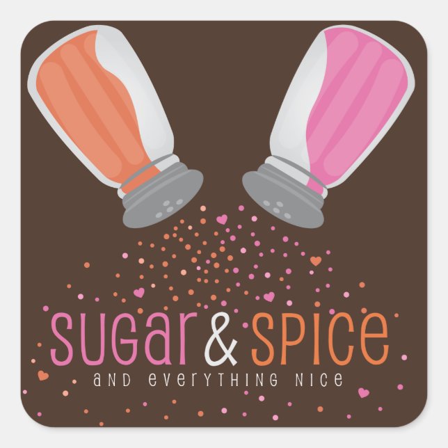 Sugar and Spice Shakers Baby Shower Square Sticker (Front)