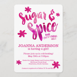 Sugar and Spice Watercolor Baby Shower Invitation