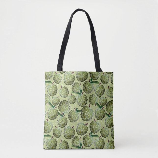 Sugar Apple Watercolor | Green Tote Bag (Front)