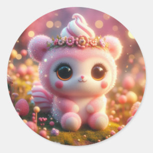 Sugar Bear with Ice Cream Hair Classic Round Sticker