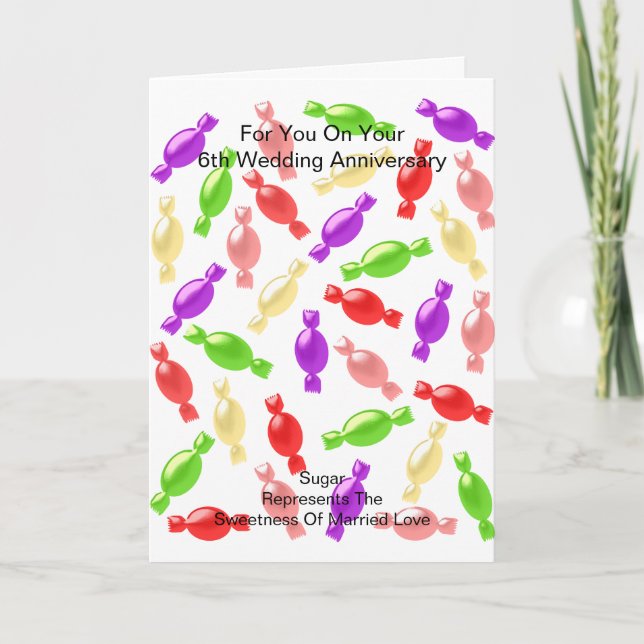 Sugar Candy Personalised 6th Wedding Anniversary Card (Front)