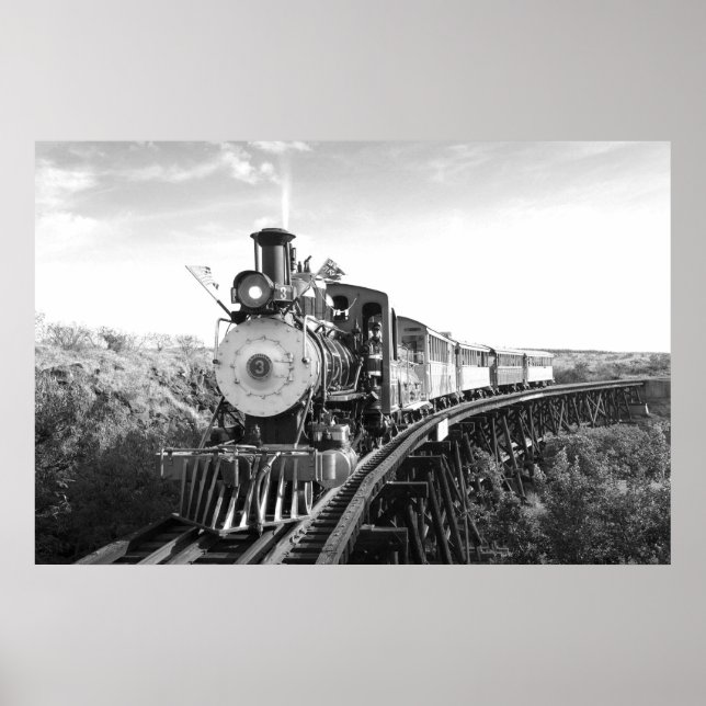 sugar cane train_Hawaii black and white poster (Front)
